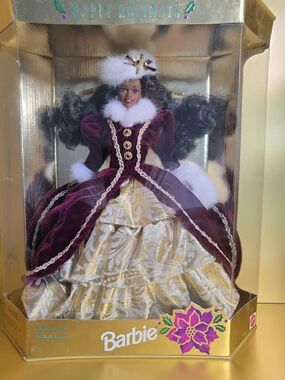 Barbie Holiday Doll in Burgundy, Gold, and White